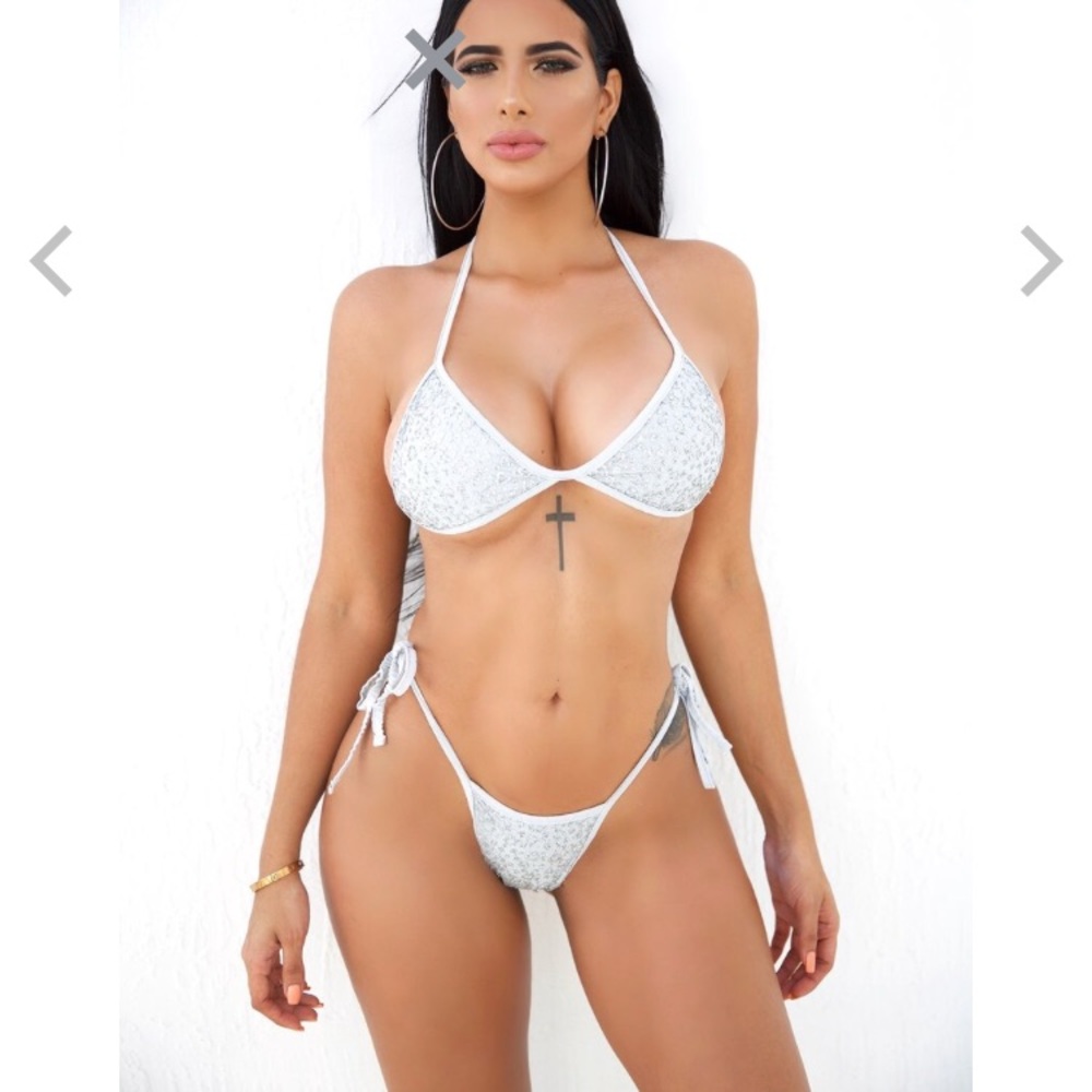 OMG Miami Swimwear Bathing Suit Bling Bling Sz S